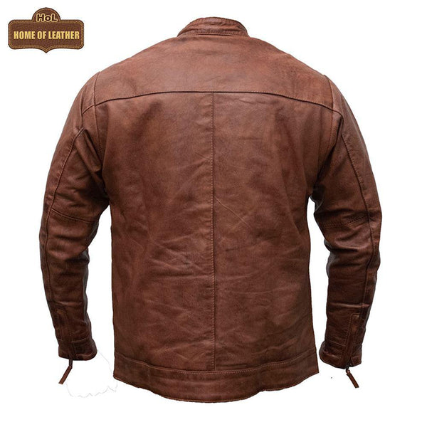 M043 Wax Men's Vintage Style Retro Brown Distressed CowHide Leather Jacket - Home of Leather