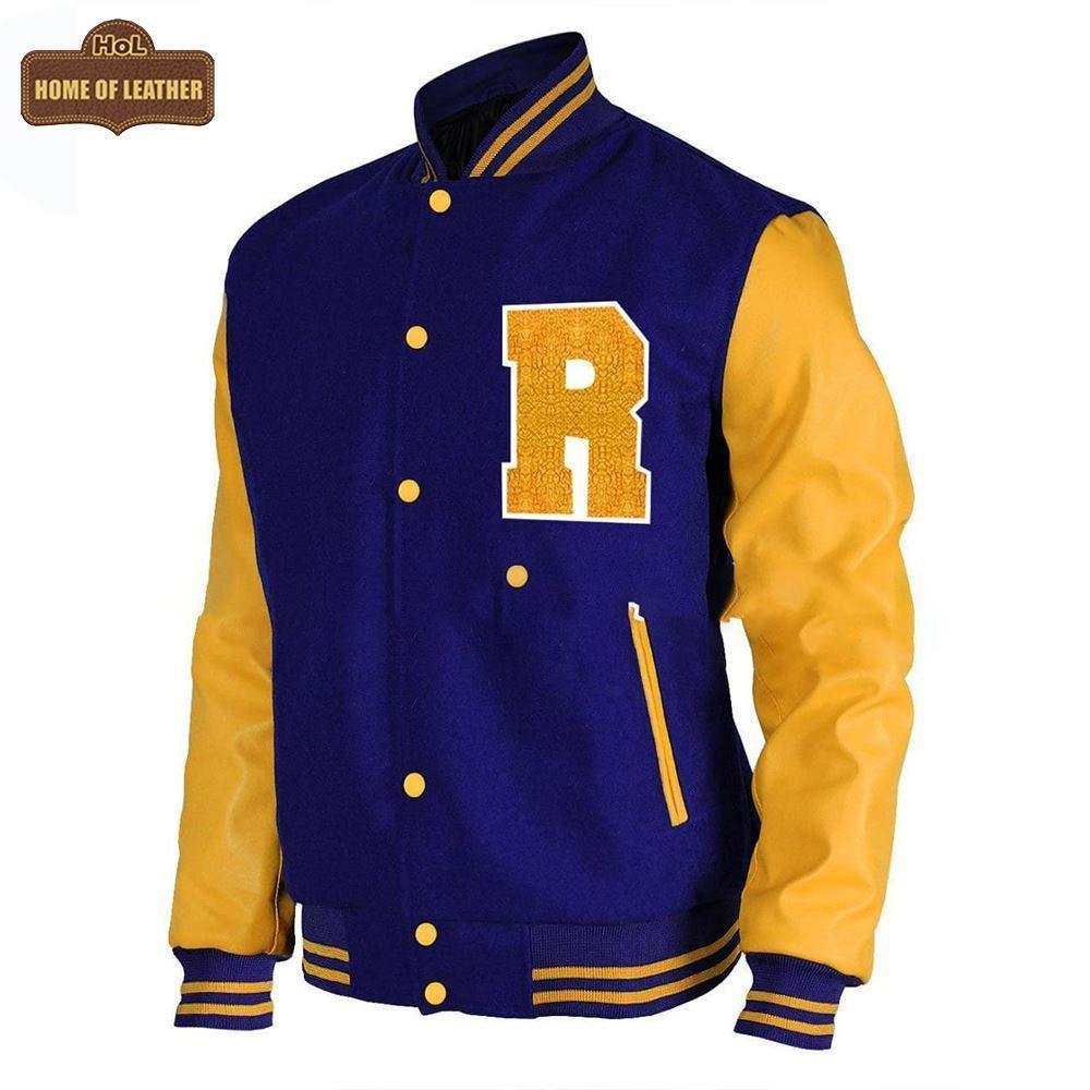 M063 Archie Andrews Riverdale Varsity Bomber R Letterman Summer blue Jacket - Home of Leather