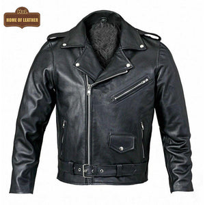 M075 Black Brando Real Leather Jacket - Home of Leather