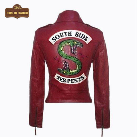 Southside Serpent Riverdale Jughead Jones Biker Maroon W014 Leather Jacket For Women's Leather Jacket - Home of Leather 