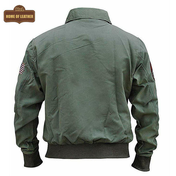 US Army Tom Cruise Top Gun M058 Green Cotton Jacket - Home of Leather