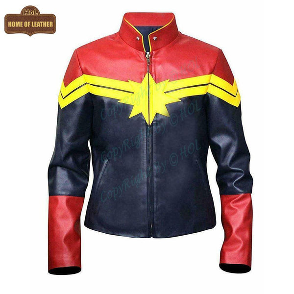 W002 Captain Marvel Carol Danvers Women's Avengers End Game Faux Leather Jacket - Home of Leather