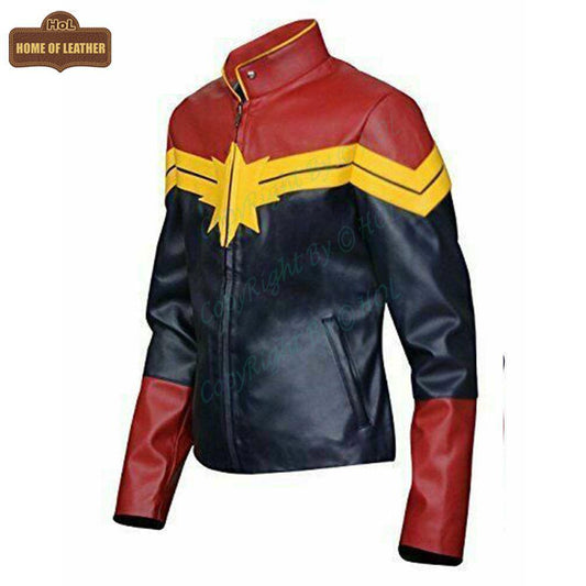 W002 Captain Marvel Carol Danvers Women's Avengers End Game Faux Leather Jacket - Home of Leather